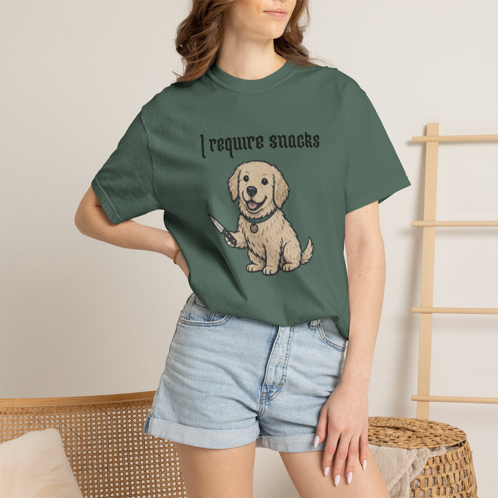 I Require Snacks T-Shirt — Cute Golden Retriever Graphic Tee