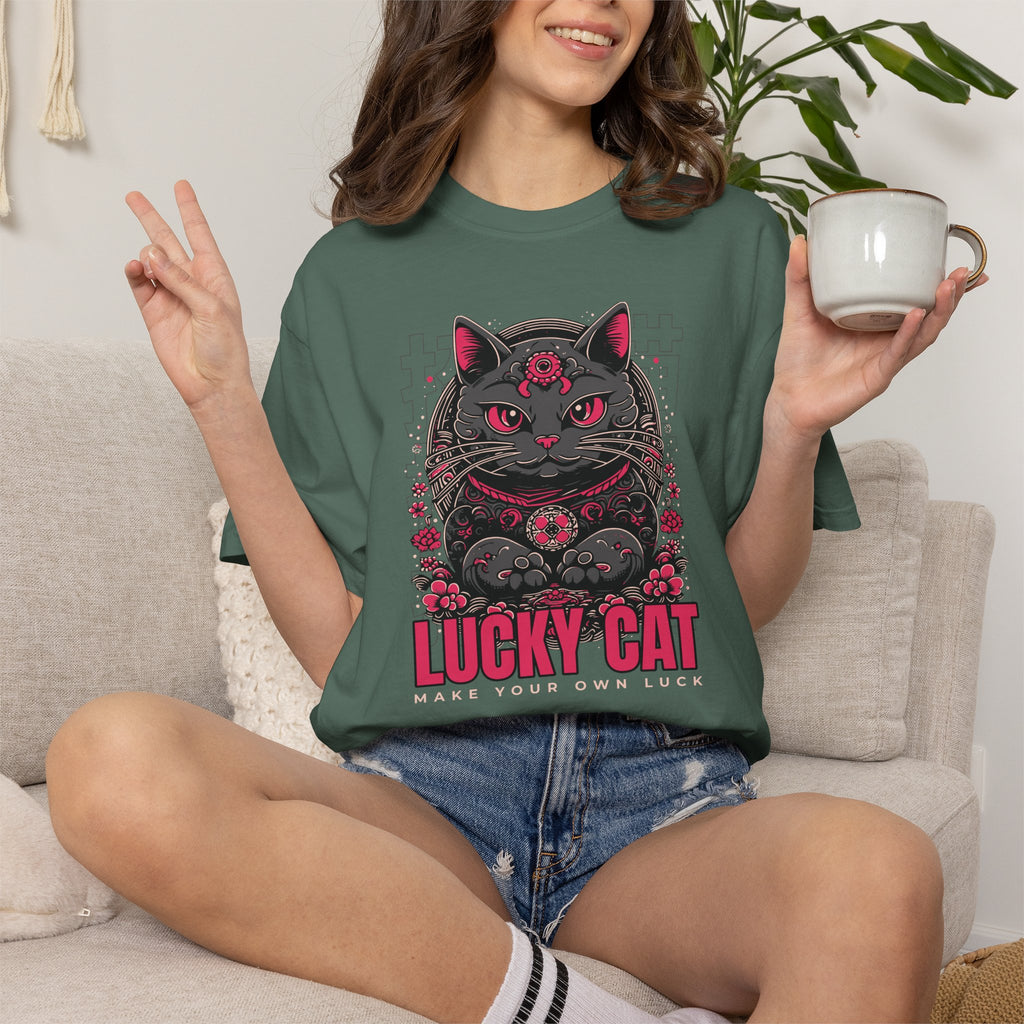 Lucky Cat Graphic T-Shirt — Gothic Maneki Neko Tee