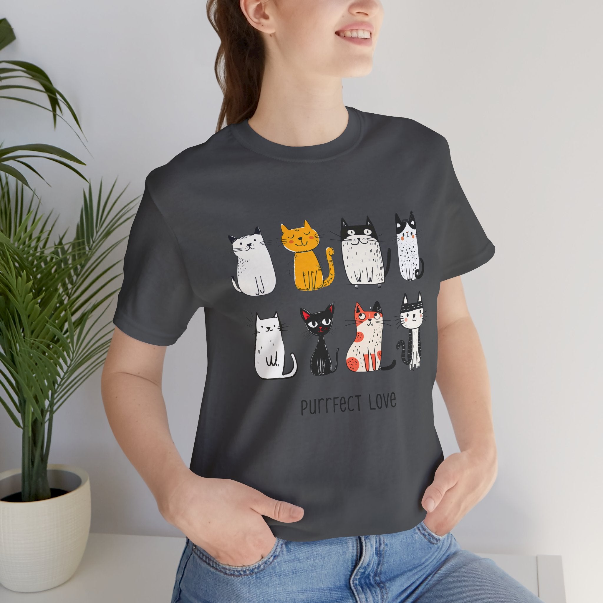 Purrfect Love Cat T-Shirt — Cute Cartoon Cats Tee for Cat Lovers