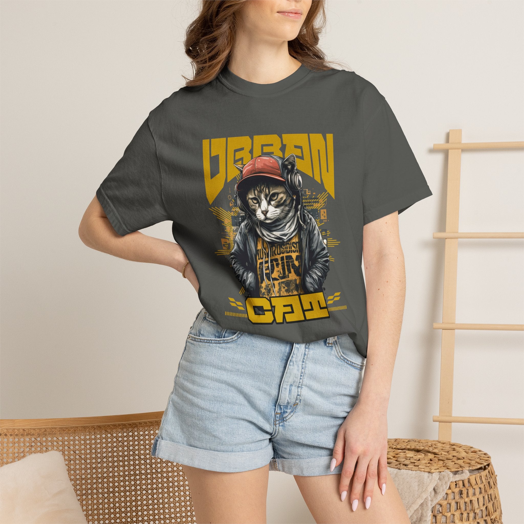 Urban Cat T-Shirt — Retro Streetwear Graphic Tee with Cool Cat Design