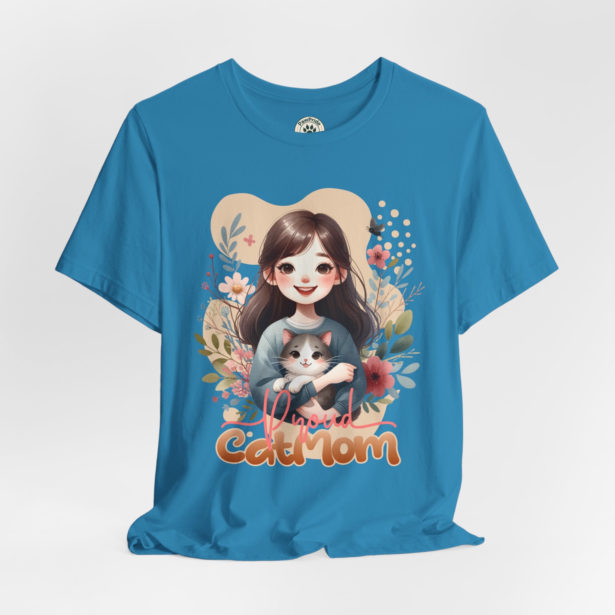 Cat Mom T-Shirt — Cute Floral Illustration Tee for Women Cat Lovers