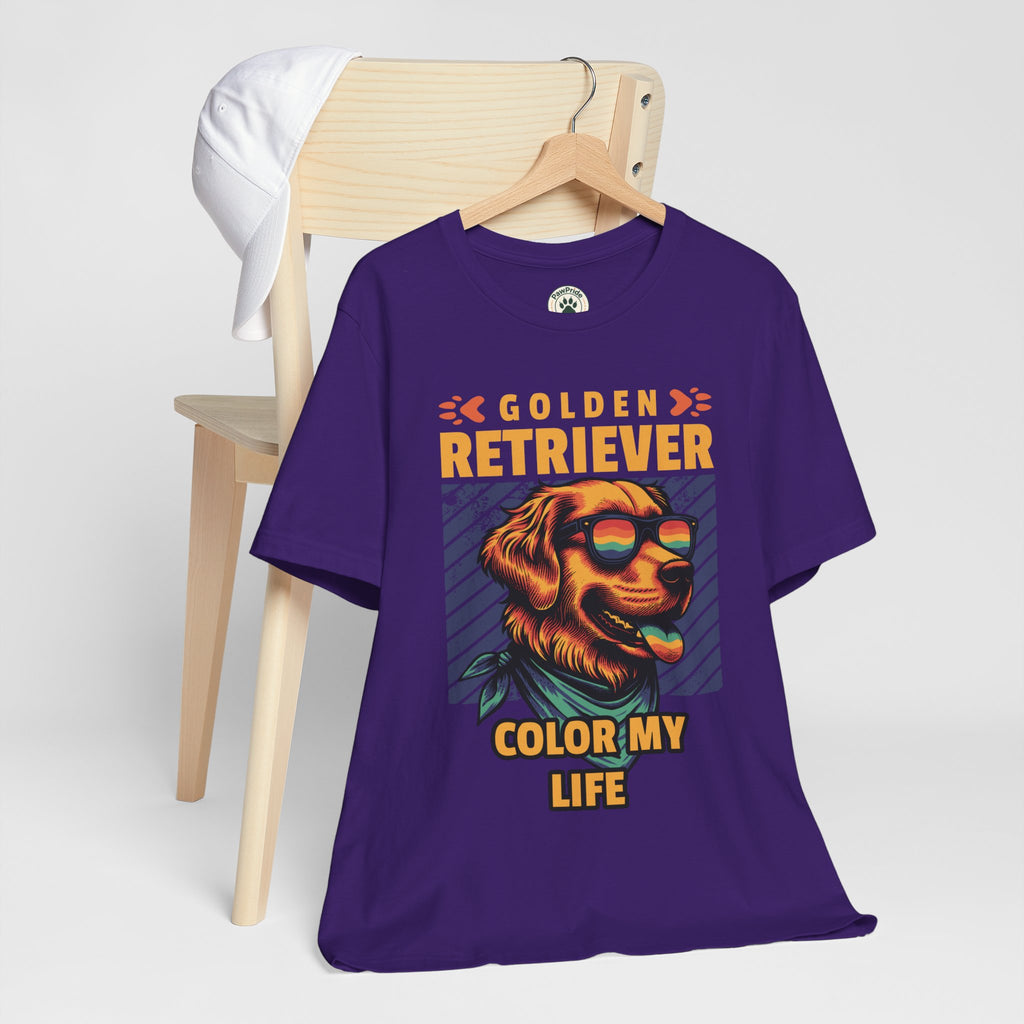Golden Retriever T‑Shirt — 'Color My Life' Retro Dog Graphic Tee
