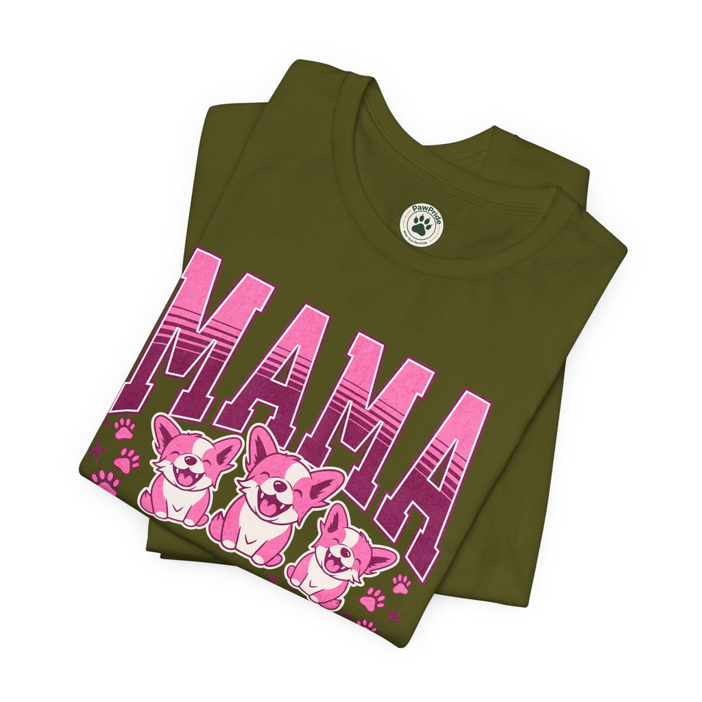 Mama Tee — Pink Corgi Mom Graphic T-Shirt