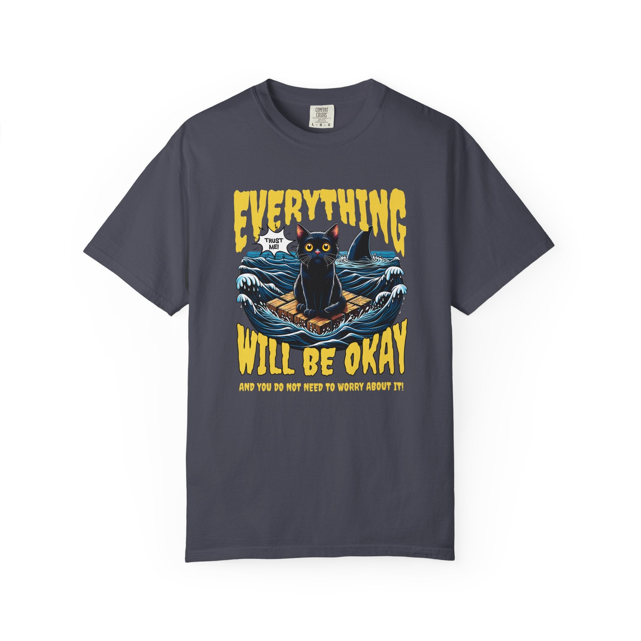 Everything Will Be Okay Cat Tee — Vintage Graphic Comfort Shirt