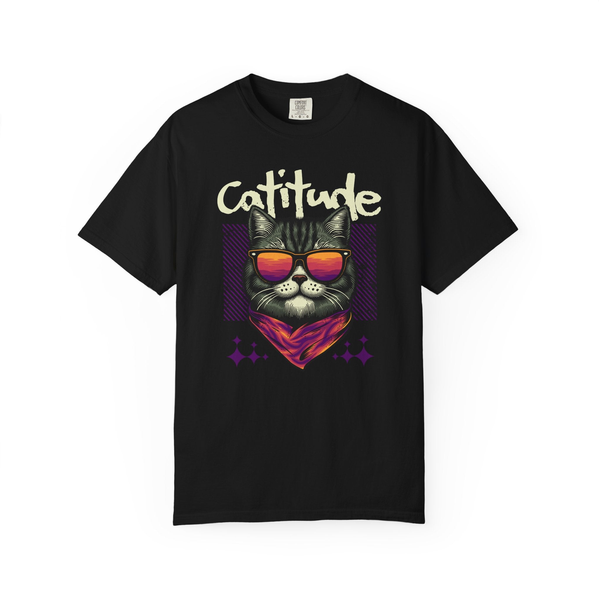 Cattitude Cat Tee — Retro Sunglasses & Bandana Graphic T-Shirt