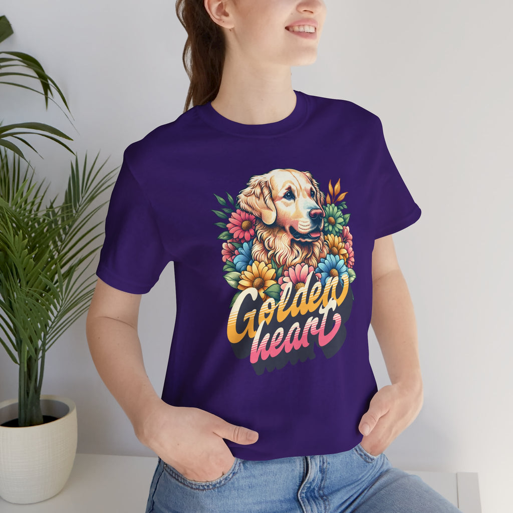 Golden Heart T-Shirt — Retro Floral Golden Retriever Tee