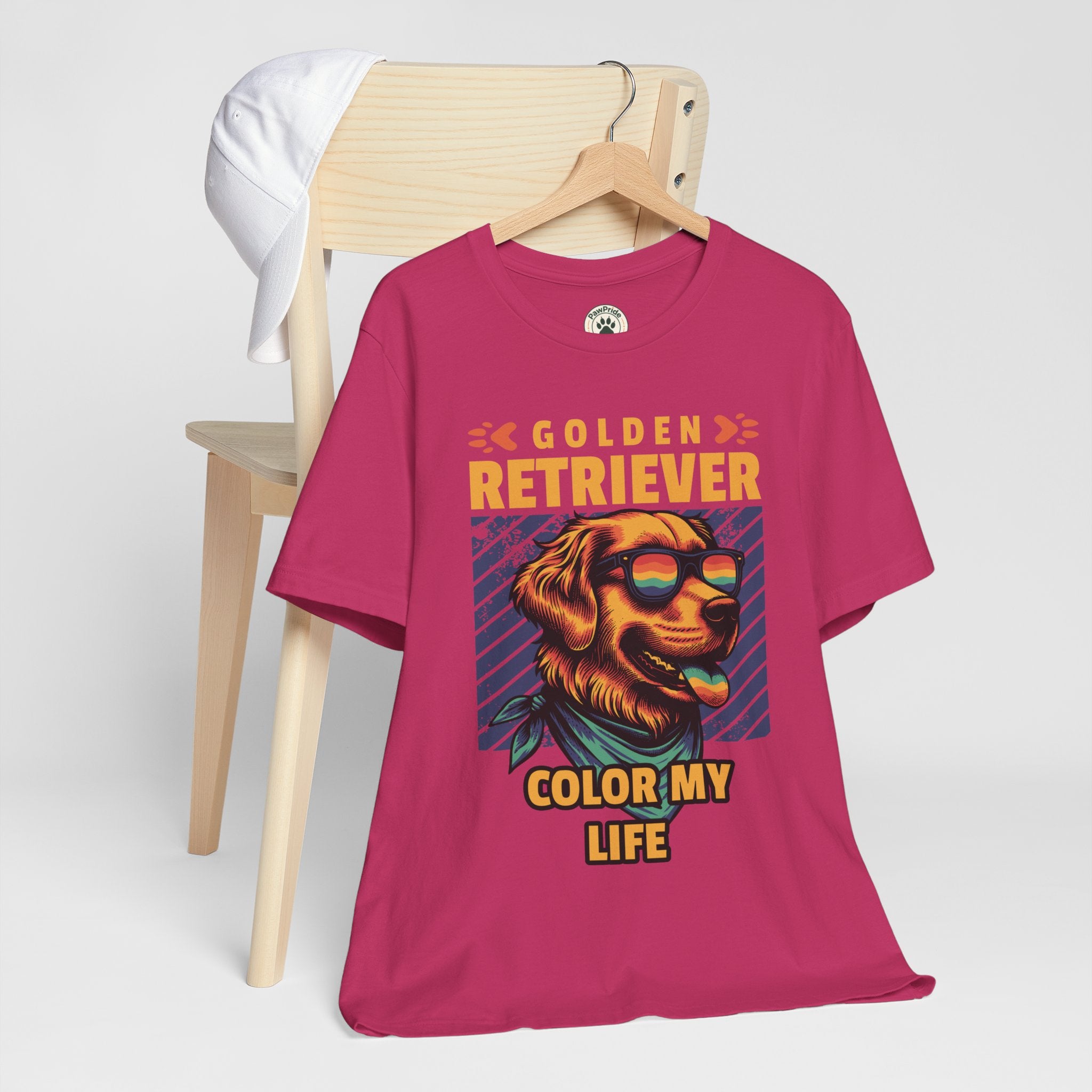 Golden Retriever T‑Shirt — 'Color My Life' Retro Dog Graphic Tee