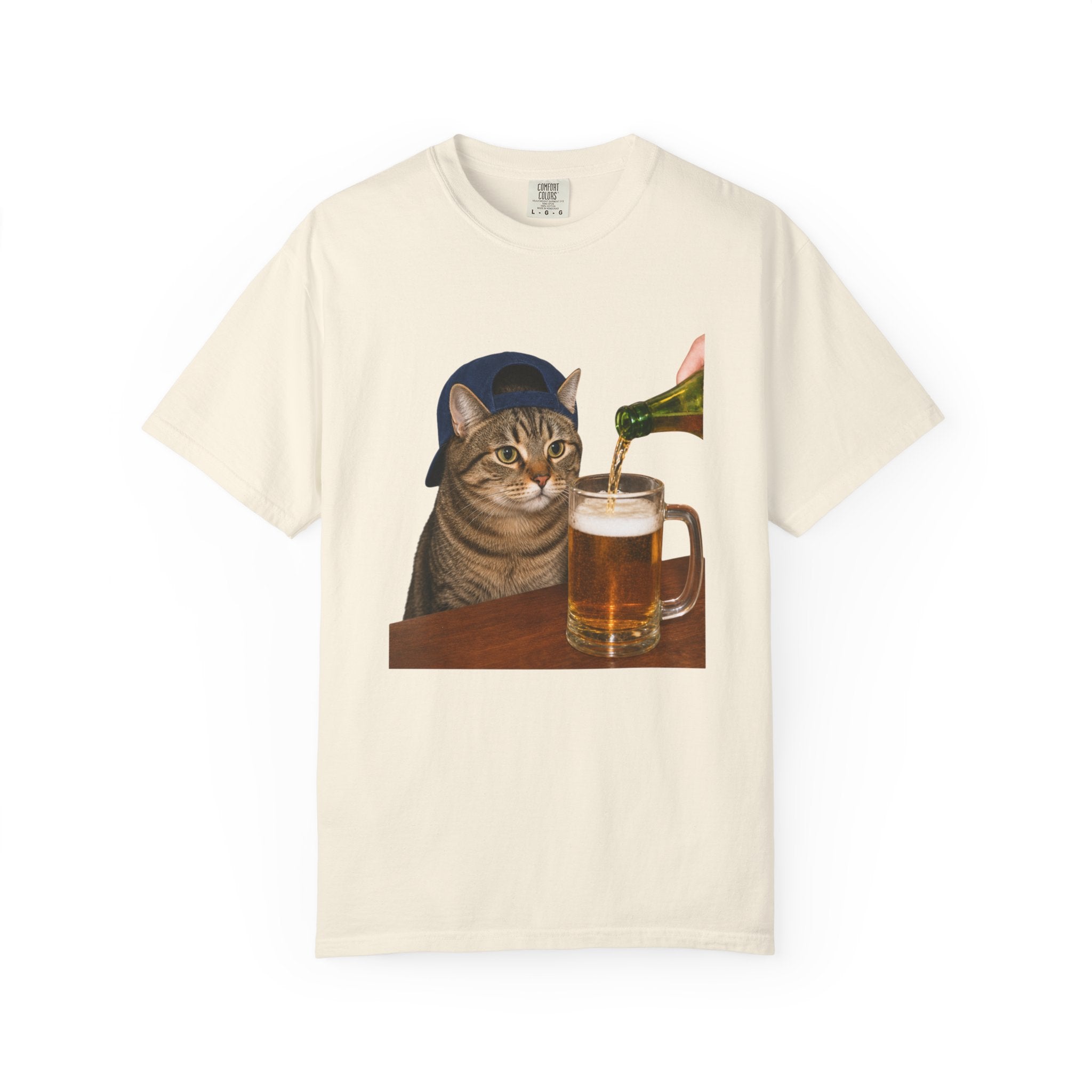 Cat With Beer T-Shirt — Funny Cat Drinking Beer Graphic Tee