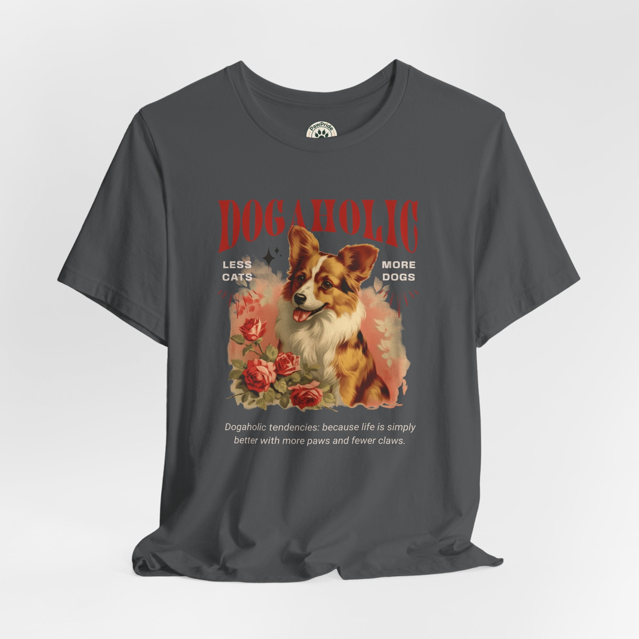 Dogaholic Graphic Tee — Vintage Floral Dog Lover T-Shirt
