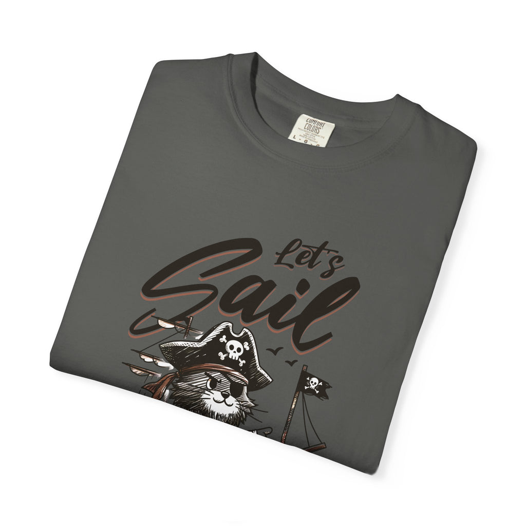 Let's Sail Pirate Cat T-Shirt — "This World Is Too Small For Us" Vintage Nautical Tee