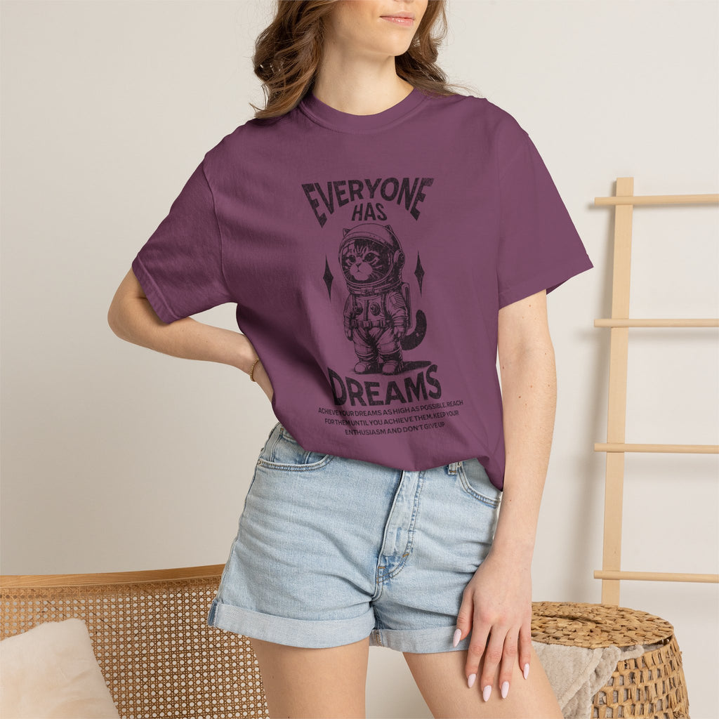 Everyone Has Dreams Astronaut Cat T‑Shirt — Vintage Space Graphic Tee