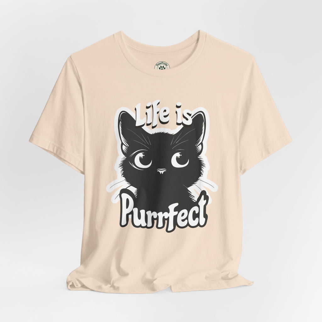Life Is Purrfect Cat T-Shirt — Cute Black Kitten Graphic Tee for Cat Lovers
