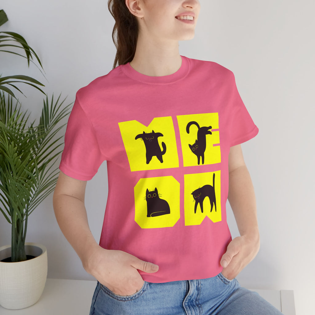 Cat Silhouette Tee — Yellow Block Cats Graphic T-Shirt