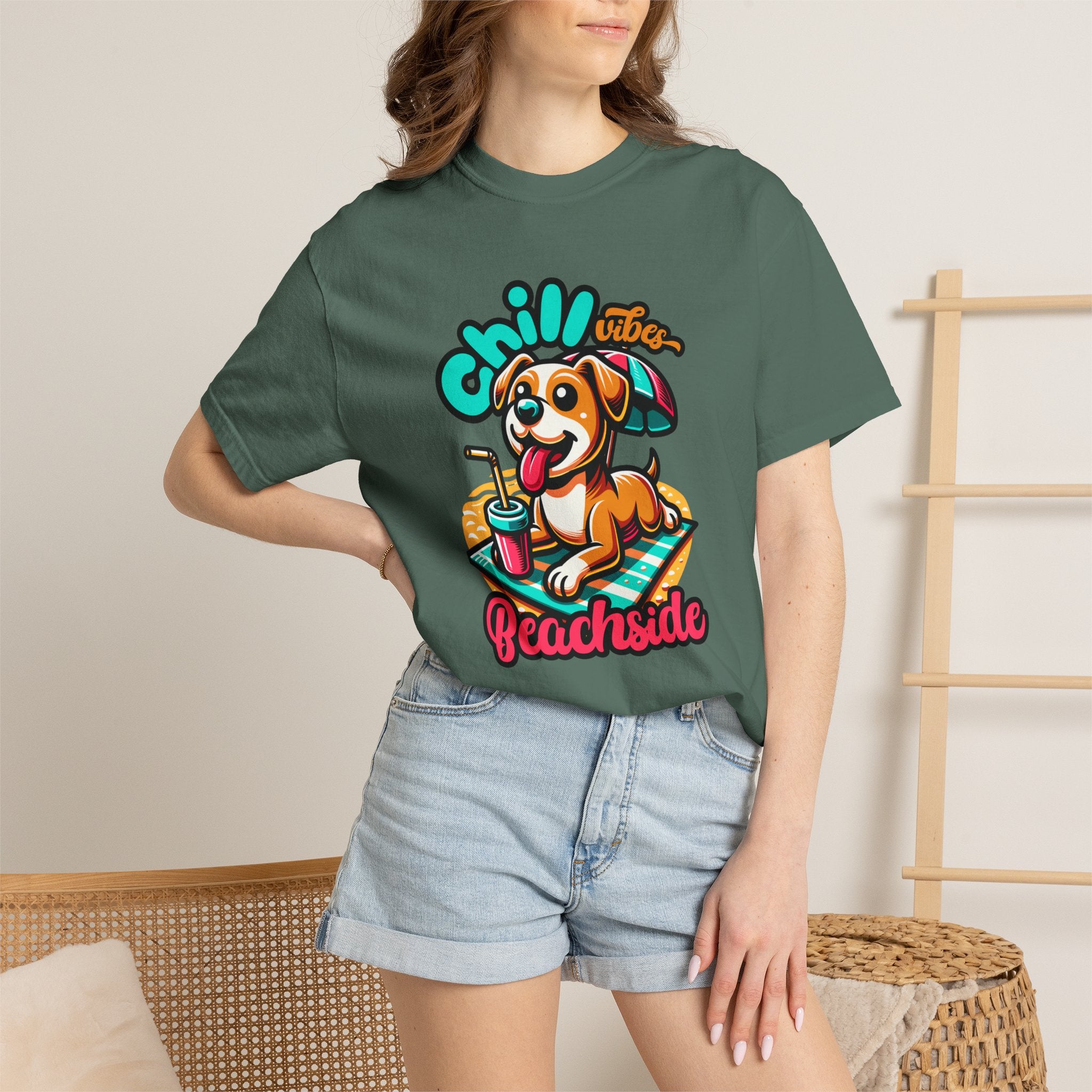 Beachside Chill Dog T-Shirt — Retro Summer Graphic Tee