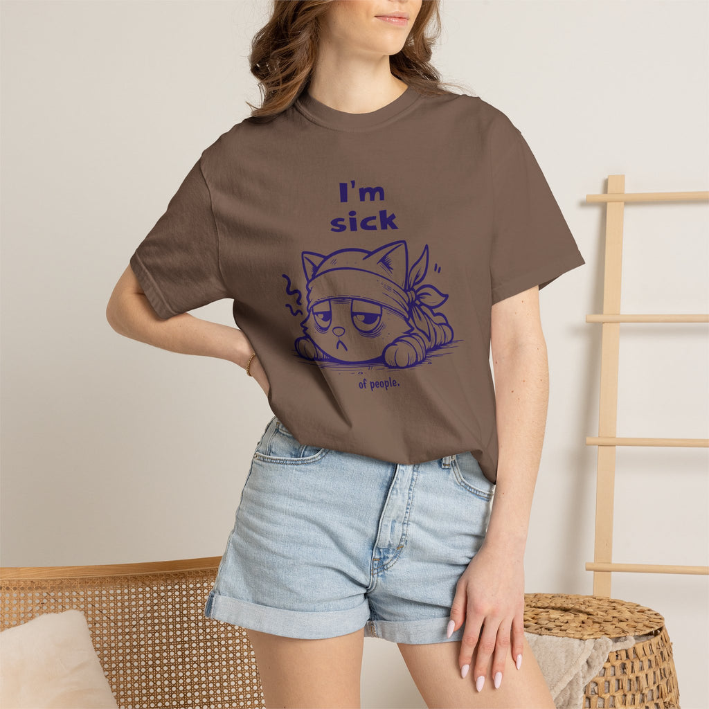 T-Shirt — “I’m Sick of People” Cute Grumpy Cat Graphic Tee
