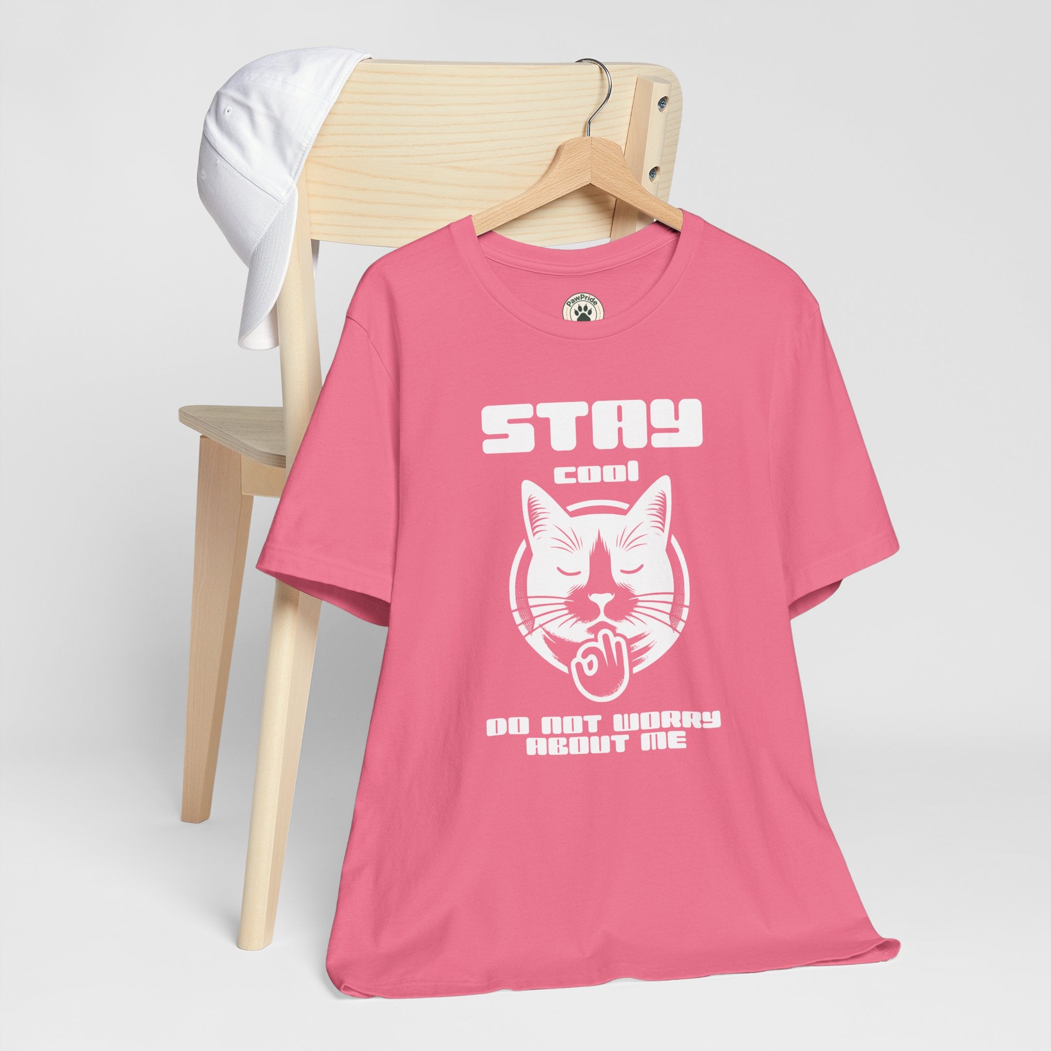 Stay Calm Cat T-Shirt — Cute Grumpy Cat Graphic Tee ("Stay Calm — Do Not Disturb" )