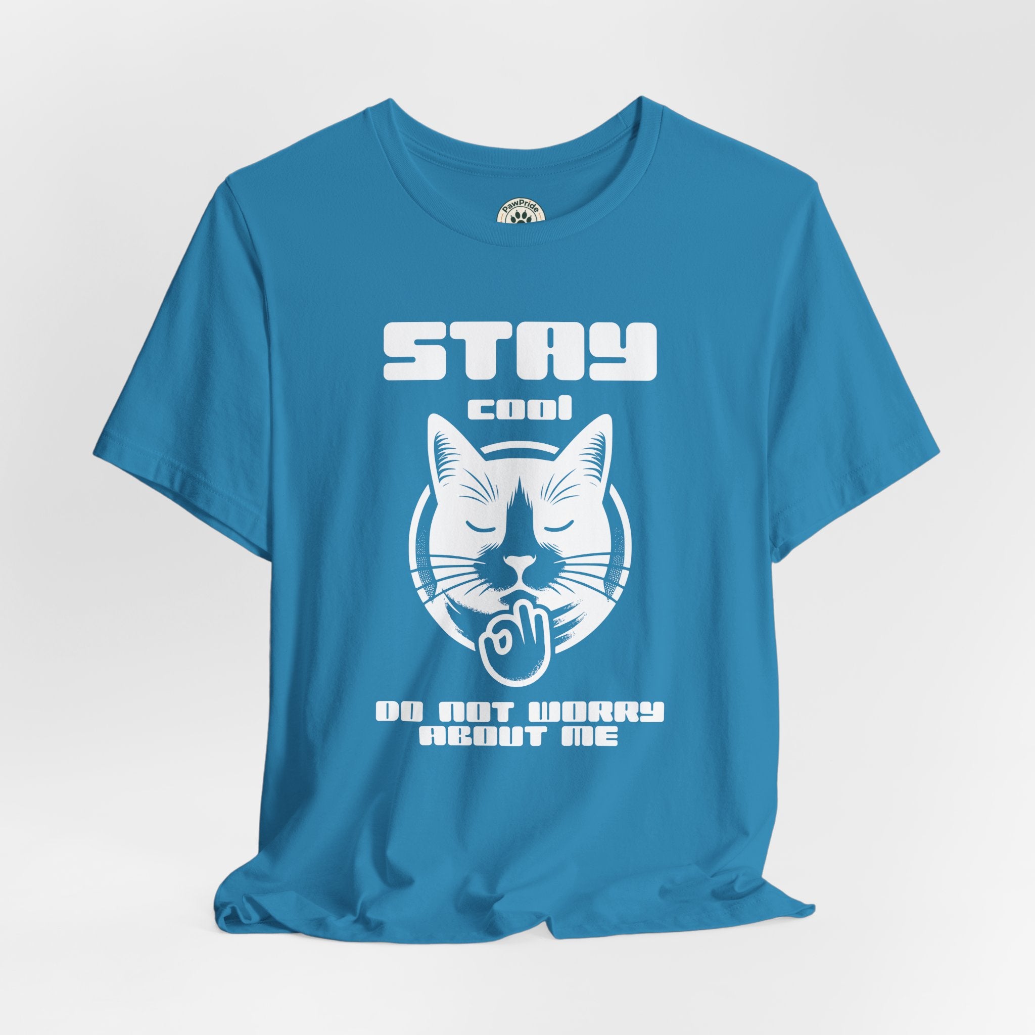 Stay Calm Cat T-Shirt — Cute Grumpy Cat Graphic Tee ("Stay Calm — Do Not Disturb" )