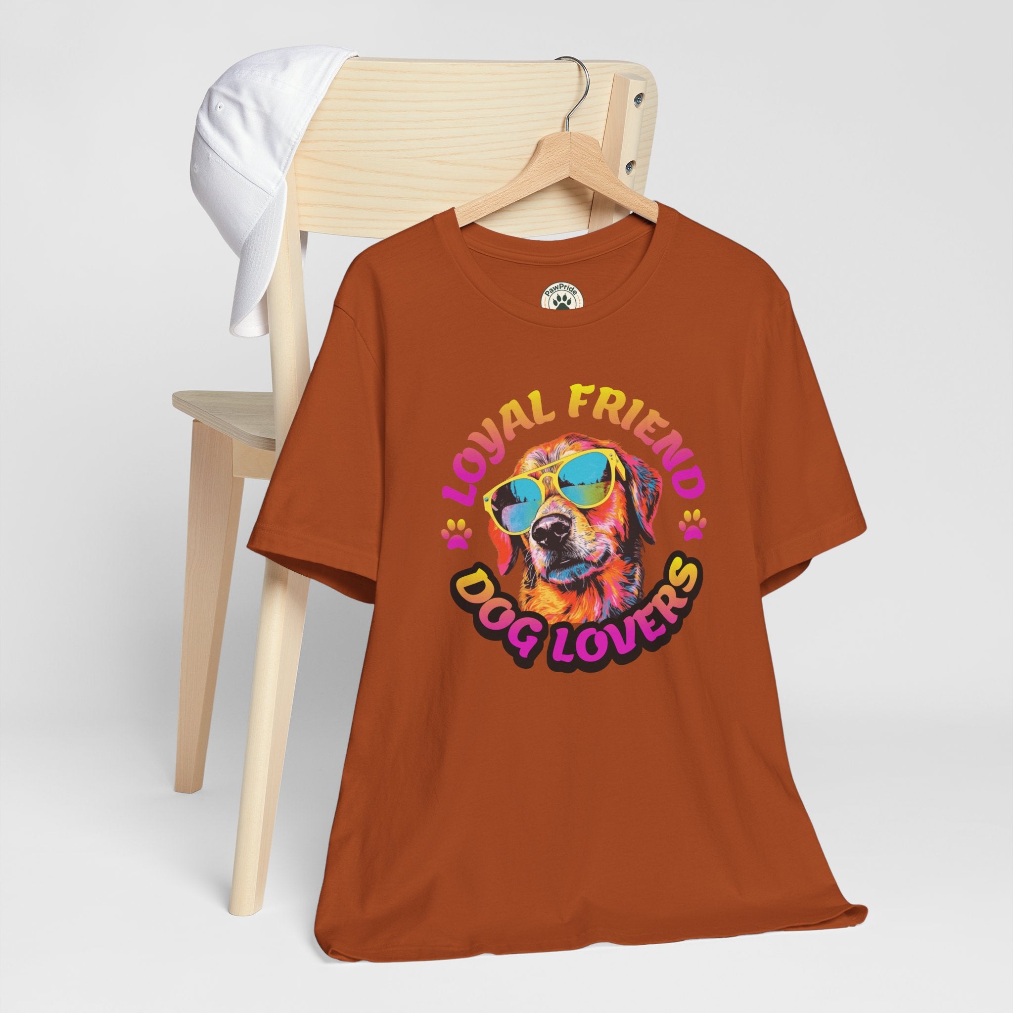Dog Lovers T-Shirt — "Loyal Friend" Colorful Sunglasses Puppy Tee