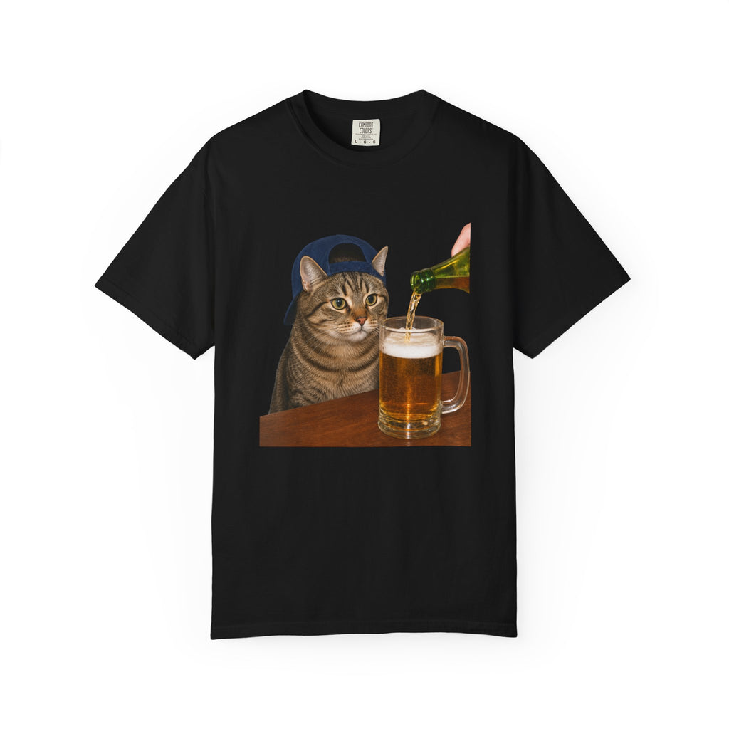 Cat With Beer T-Shirt — Funny Cat Drinking Beer Graphic Tee