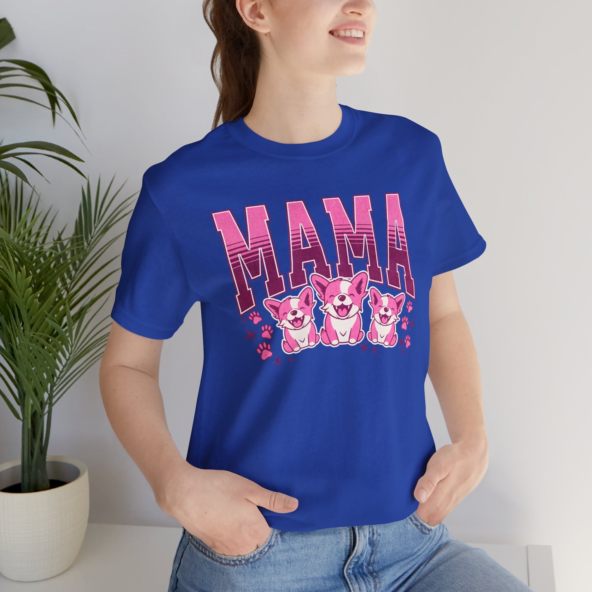 Mama Tee — Pink Corgi Mom Graphic T-Shirt