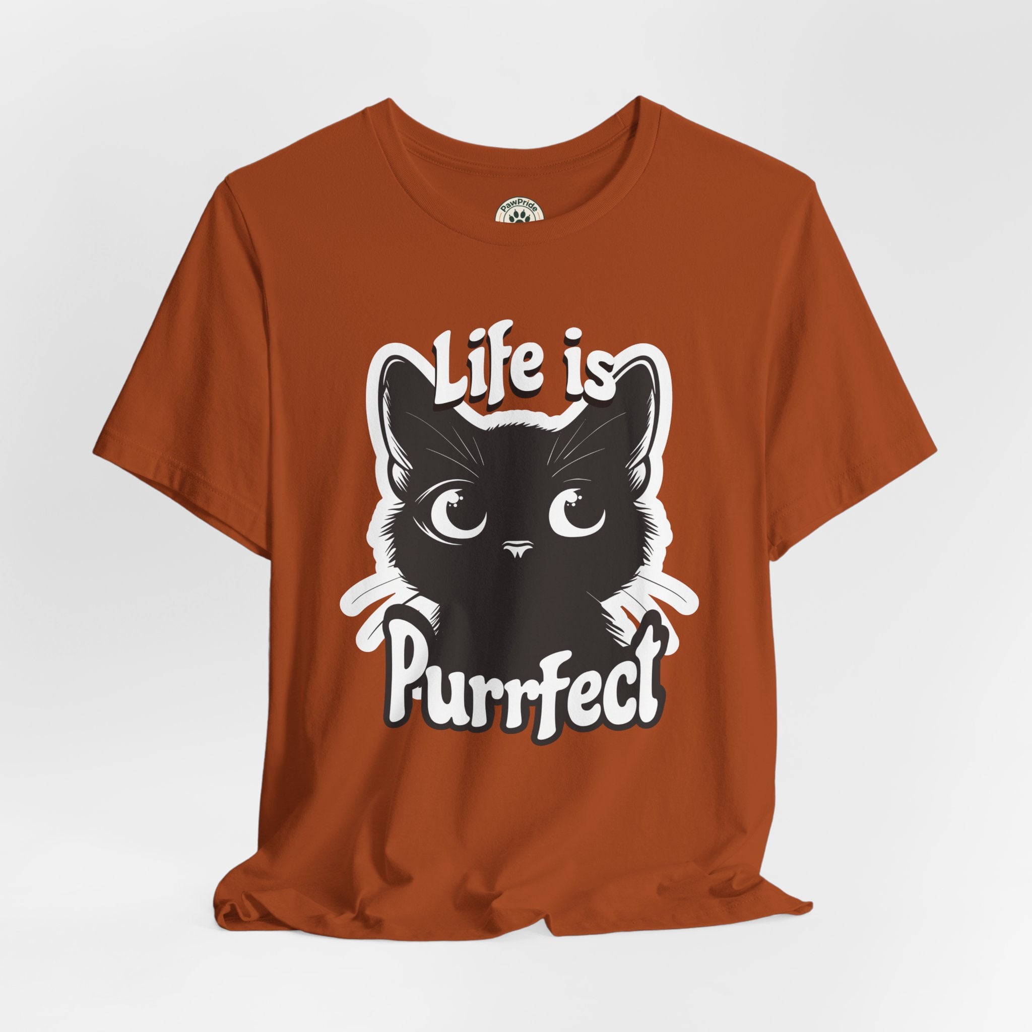 Life Is Purrfect Cat T-Shirt — Cute Black Kitten Graphic Tee for Cat Lovers