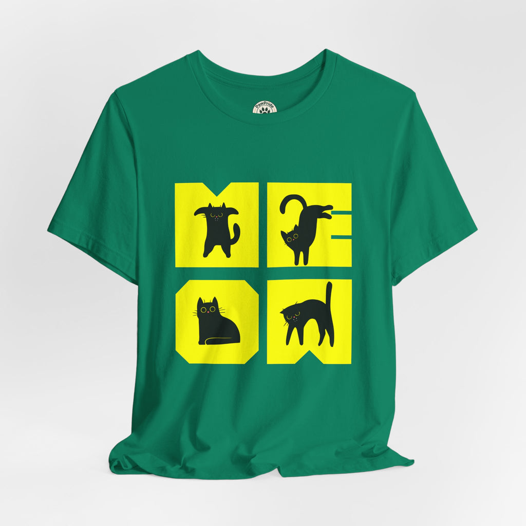 Cat Silhouette Tee — Yellow Block Cats Graphic T-Shirt