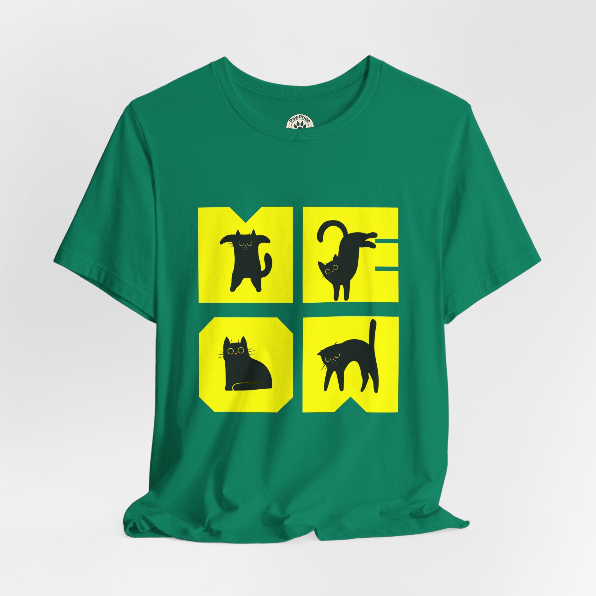 Cat Silhouette Tee — Yellow Block Cats Graphic T-Shirt