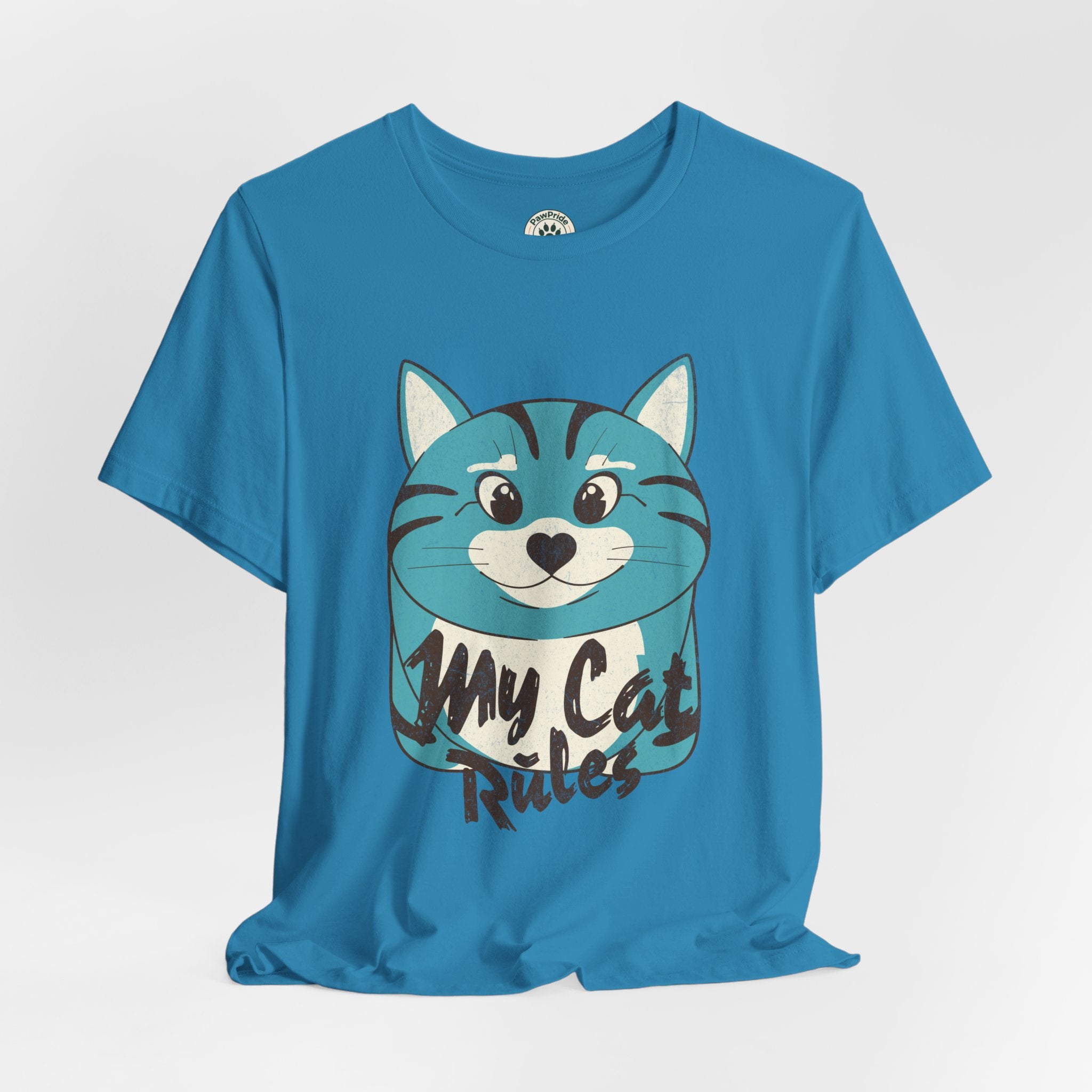 My Cat Rules T-Shirt — Cute Blue Cat Graphic Tee for Cat Lovers