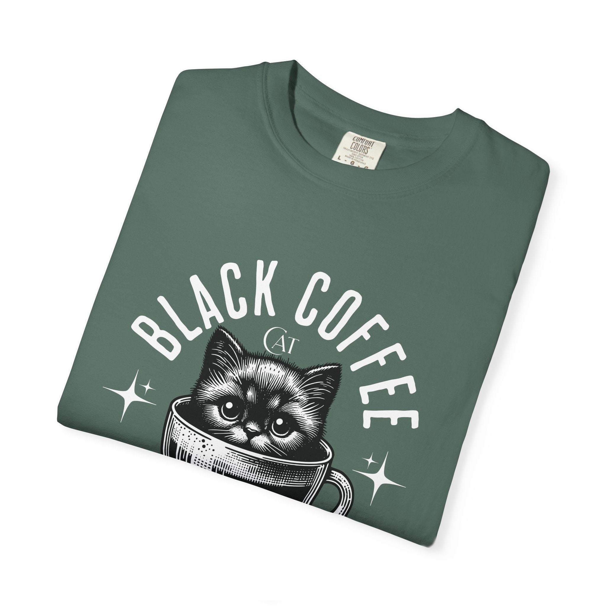 Black Coffee Cat T-Shirt — Cute Cat in Coffee Cup Graphic Tee