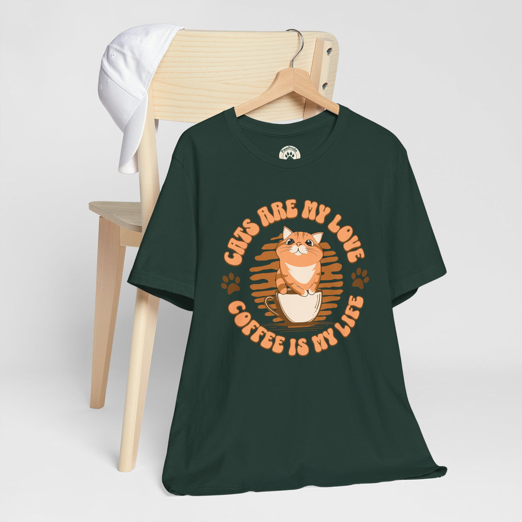 Cat & Coffee Tee — "Cats Are My Love, Coffee Is My Life" Cute Graphic T‑Shirt