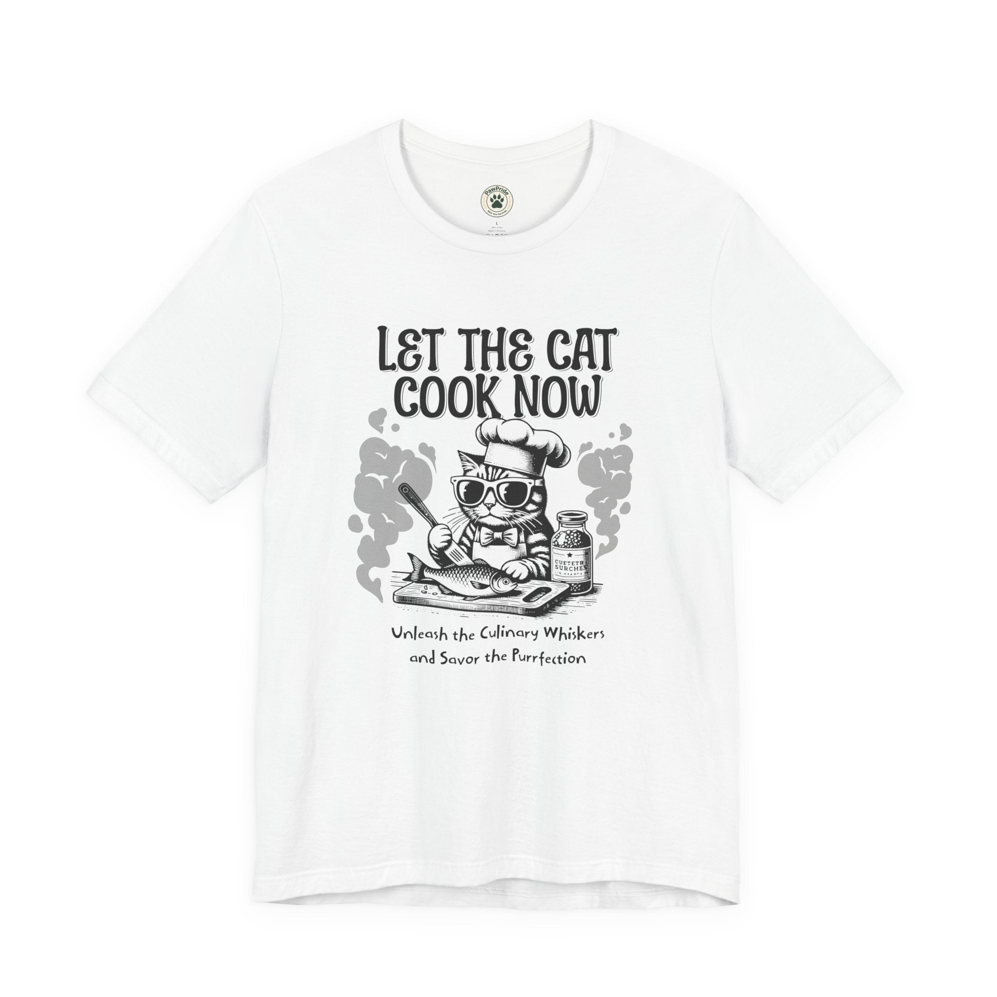 Let The Cat Cook Now T-Shirt — Funny Chef Cat Cooking Tee