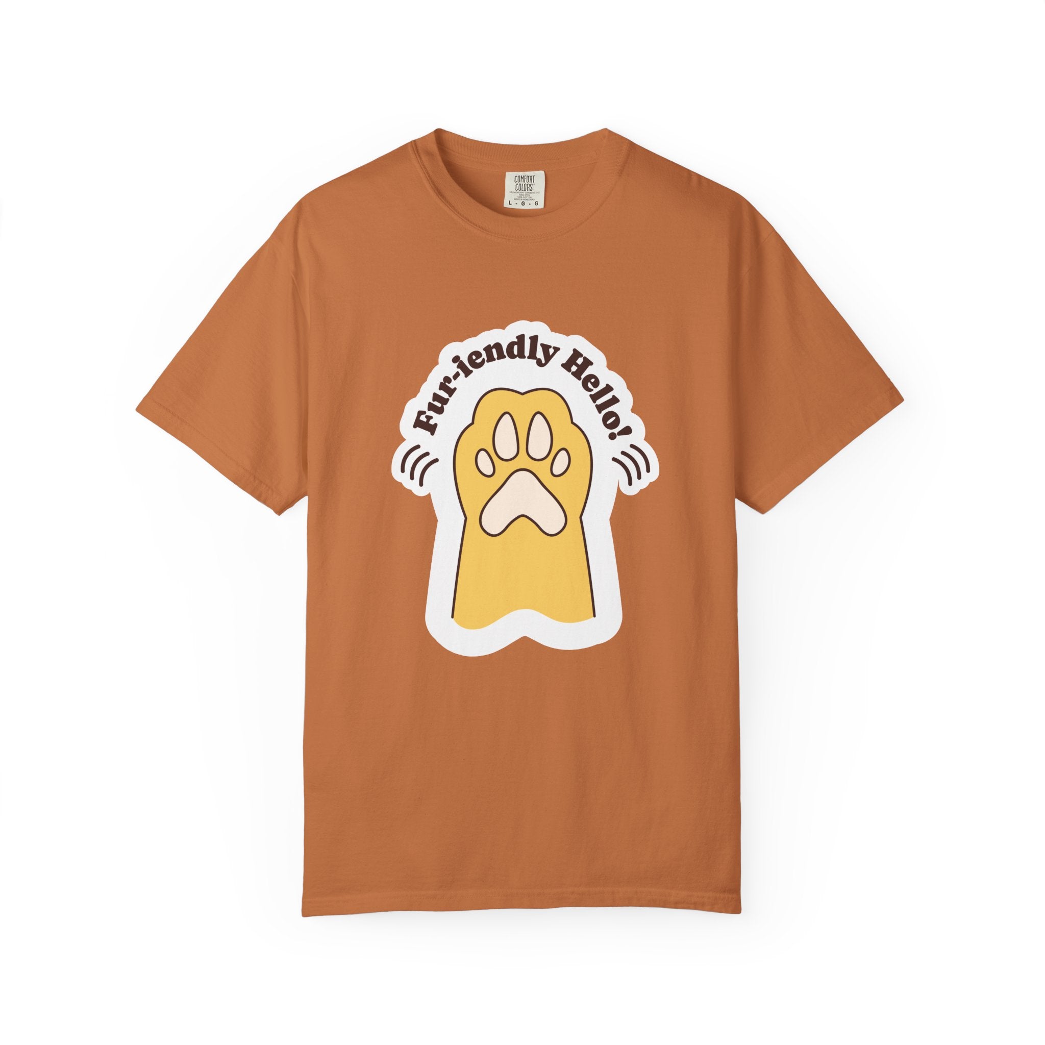Pet Paw Graphic T-Shirt — "Fur-rendly Hello" Cute Animal Lover Tee