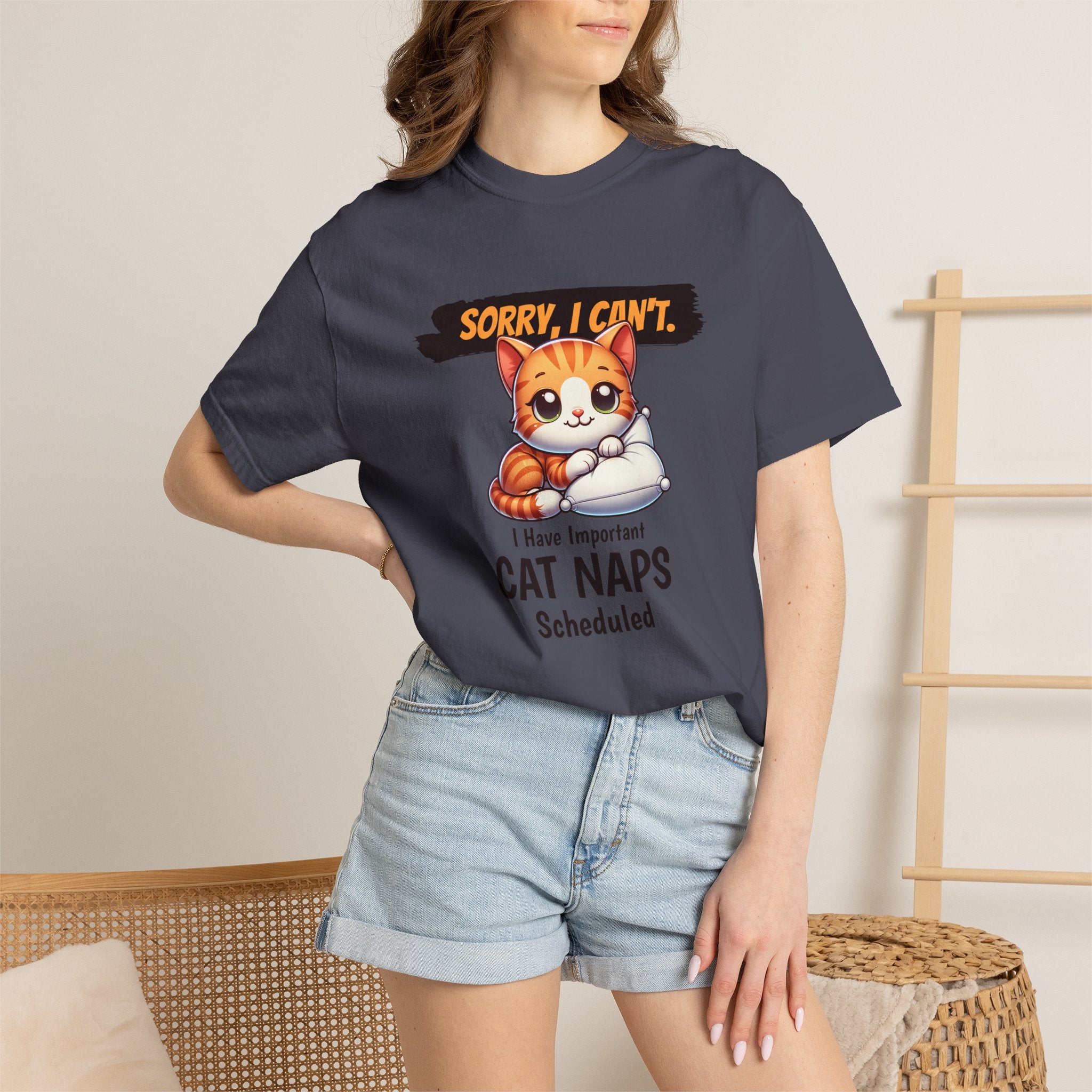Cat Naps Scheduled T-Shirt — "Sorry, I Can't" Cute Cat Nap Graphic Tee