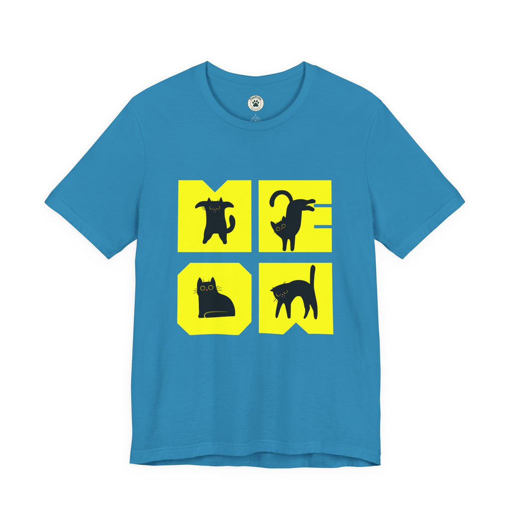 Cat Silhouette Tee — Yellow Block Cats Graphic T-Shirt