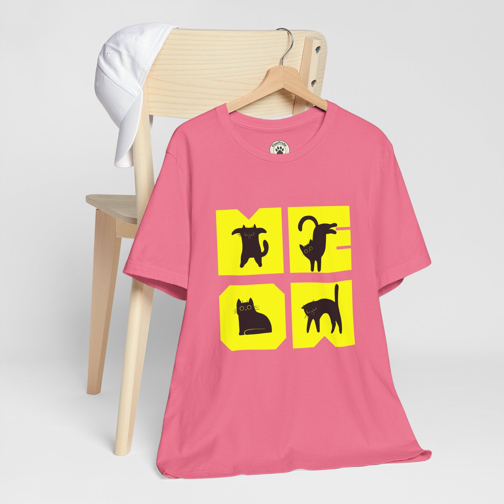 Cat Silhouette Tee — Yellow Block Cats Graphic T-Shirt