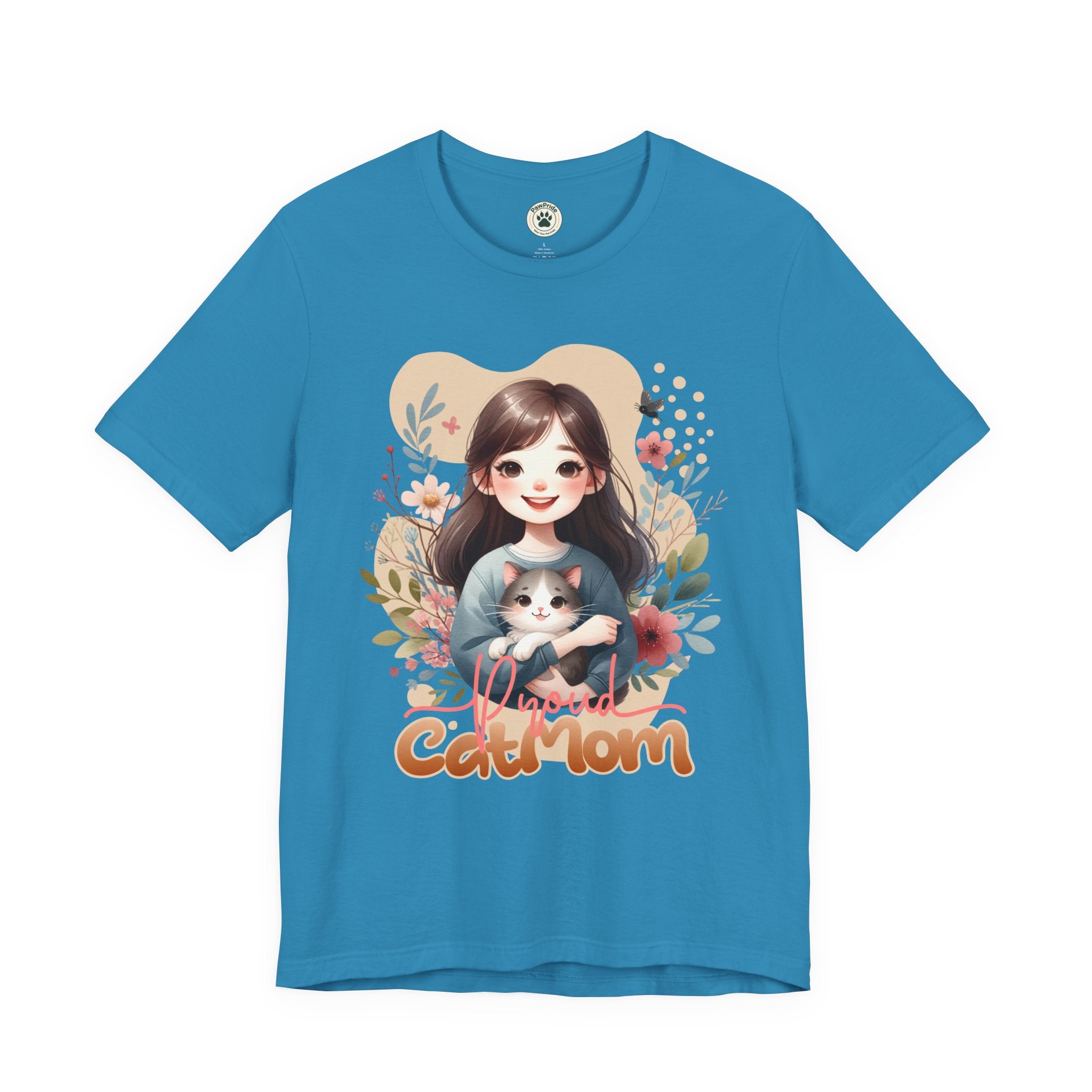 Cat Mom T-Shirt — Cute Floral Illustration Tee for Women Cat Lovers