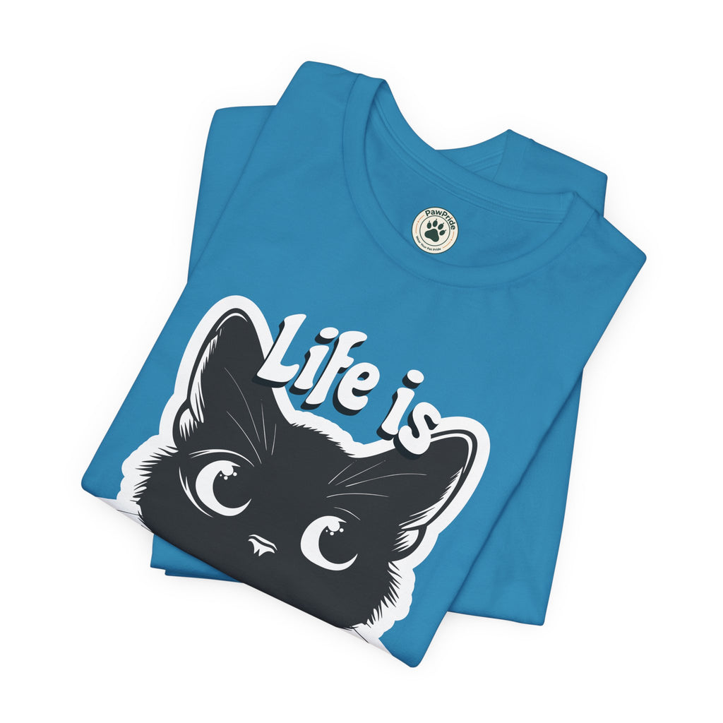 Life Is Purrfect Cat T-Shirt — Cute Black Kitten Graphic Tee for Cat Lovers