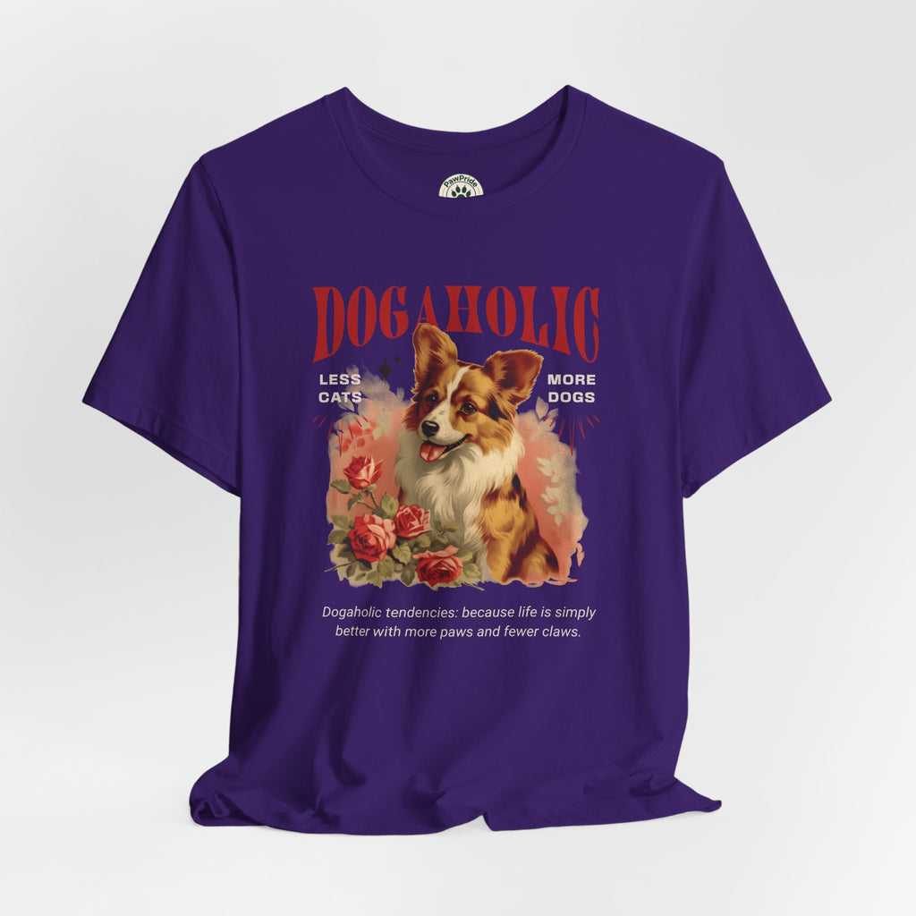 Dogaholic Graphic Tee — Vintage Floral Dog Lover T-Shirt