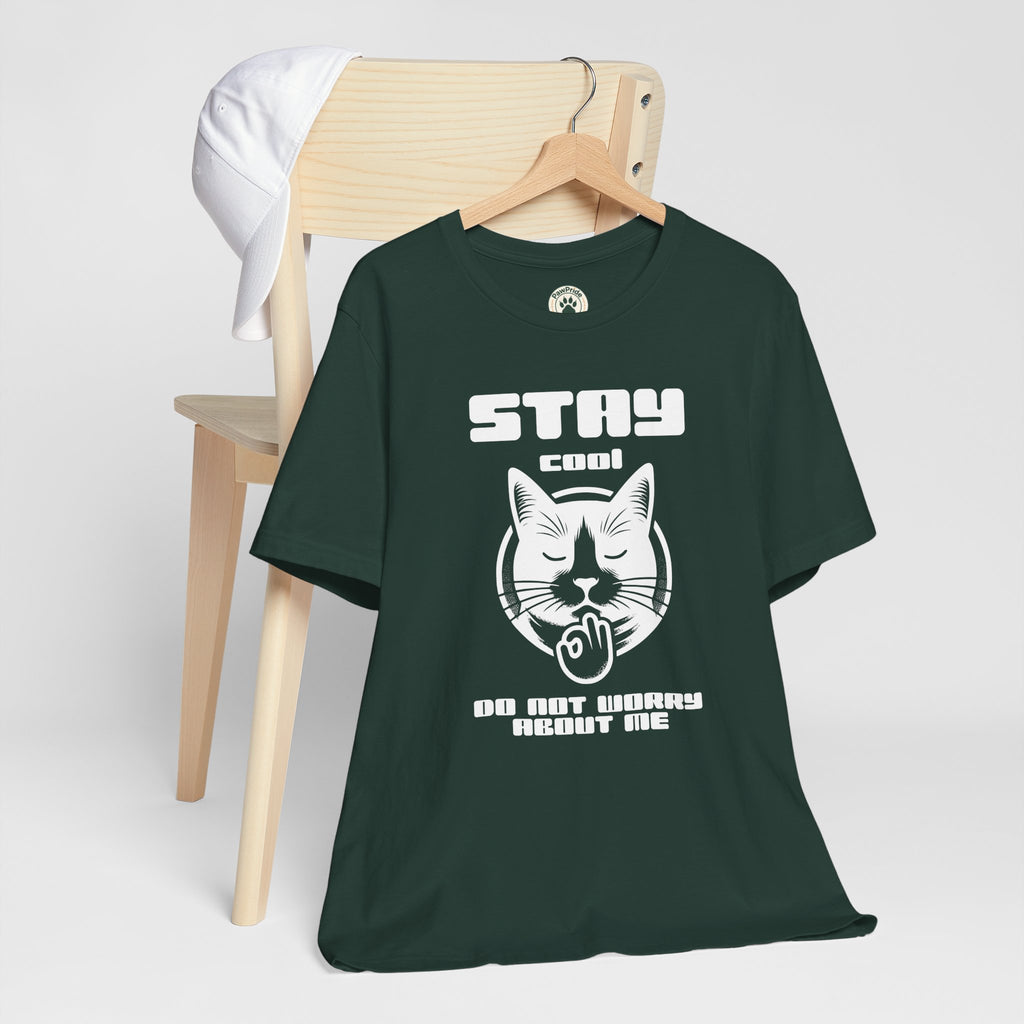 Stay Calm Cat T-Shirt — Cute Grumpy Cat Graphic Tee ("Stay Calm — Do Not Disturb" )