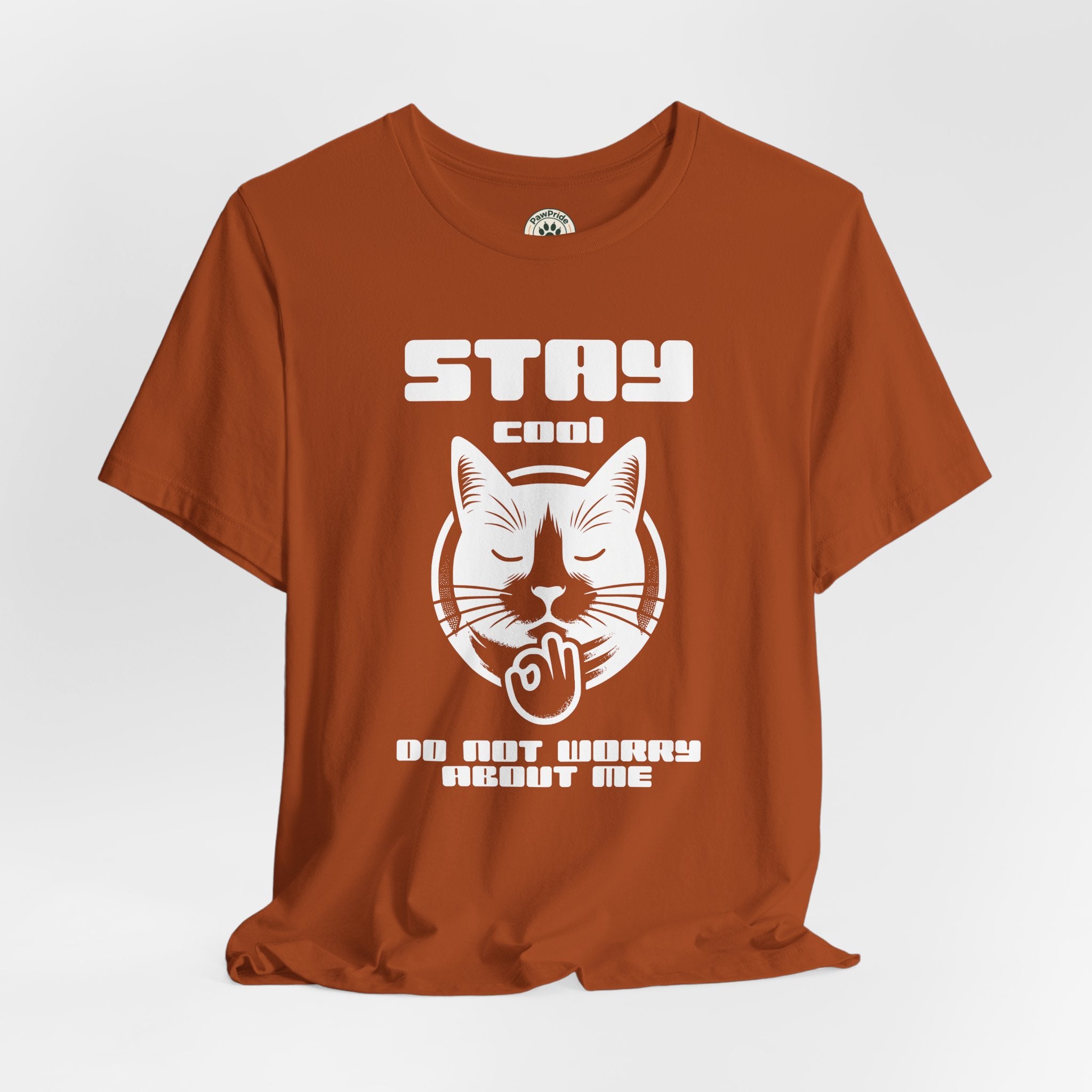 Stay Calm Cat T-Shirt — Cute Grumpy Cat Graphic Tee ("Stay Calm — Do Not Disturb" )