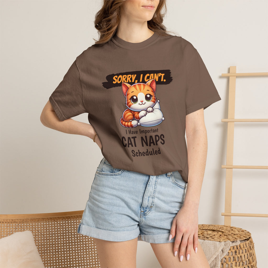Cat Naps Scheduled T-Shirt — "Sorry, I Can't" Cute Cat Nap Graphic Tee