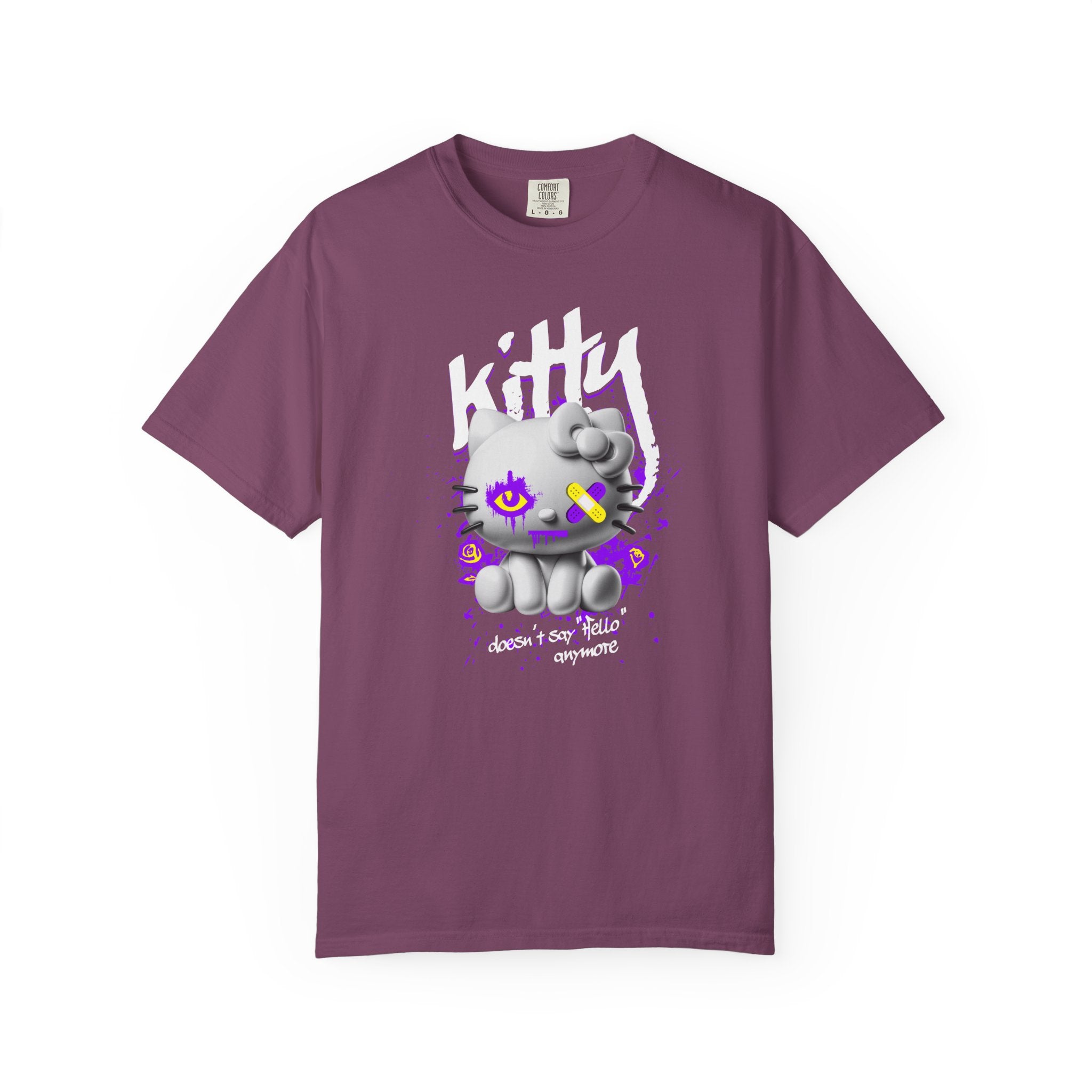 Kitty Cute Punk T-Shirt — 'doesn't say hello' Garment-Dyed Tee