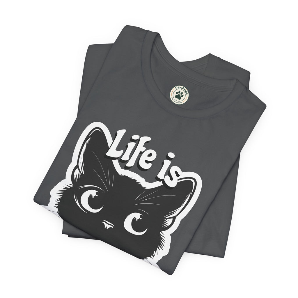 Life Is Purrfect Cat T-Shirt — Cute Black Kitten Graphic Tee for Cat Lovers