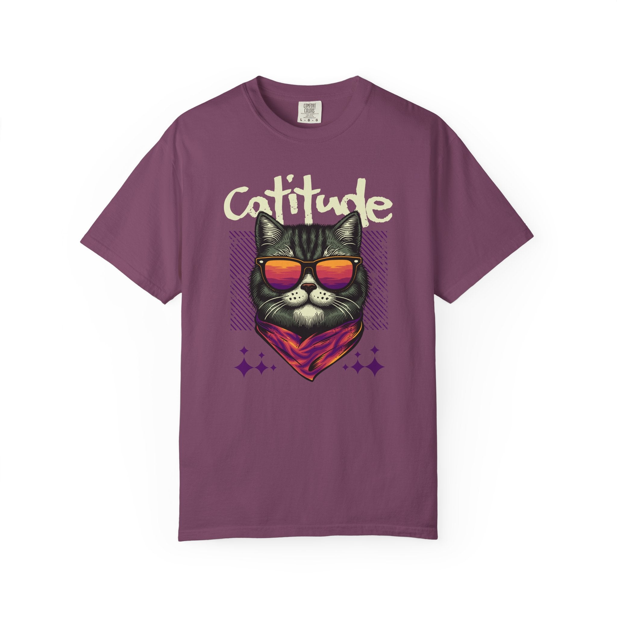 Cattitude Cat Tee — Retro Sunglasses & Bandana Graphic T-Shirt