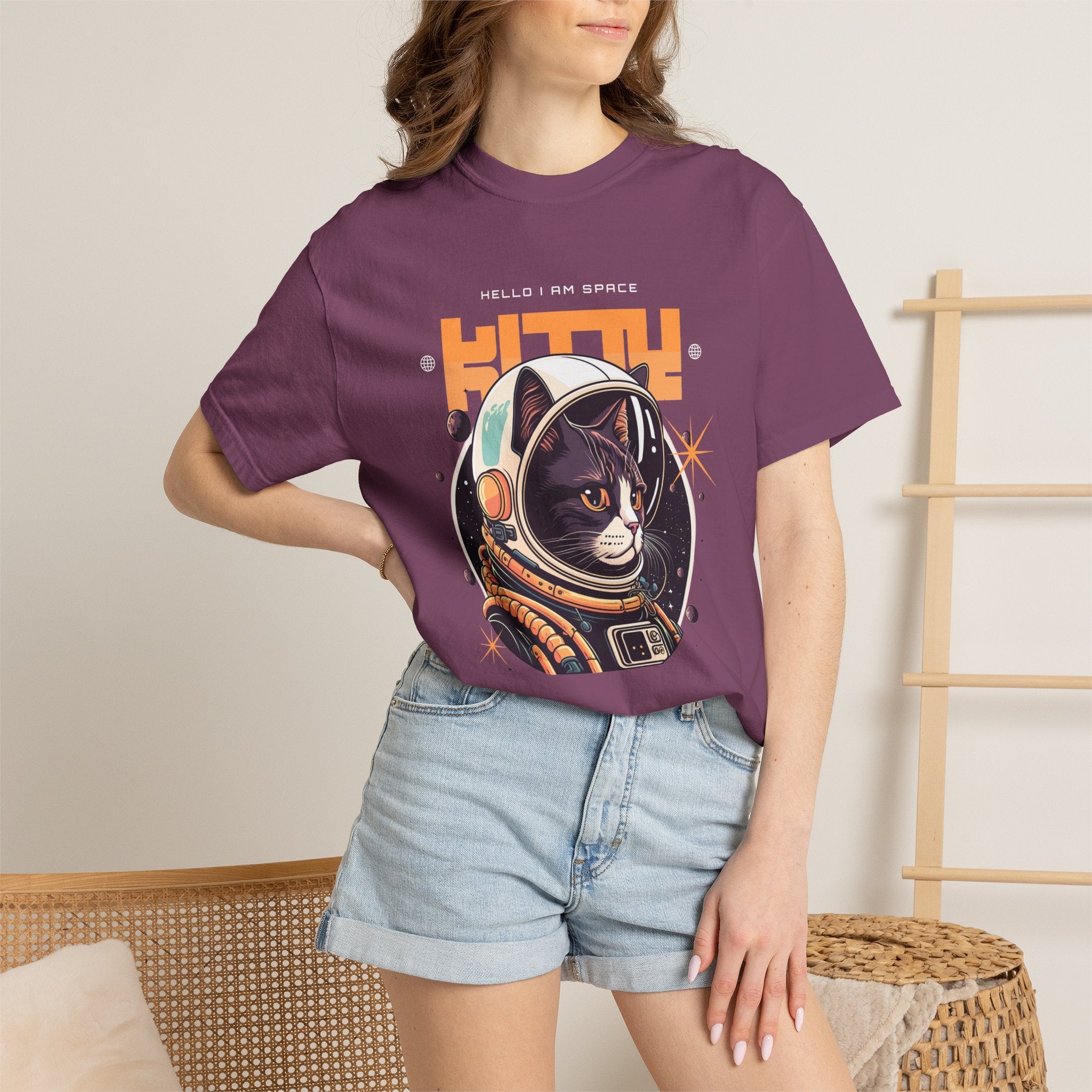 Astronaut Cat T-Shirt — "Hello I Am Space" Retro Spacecat Tee