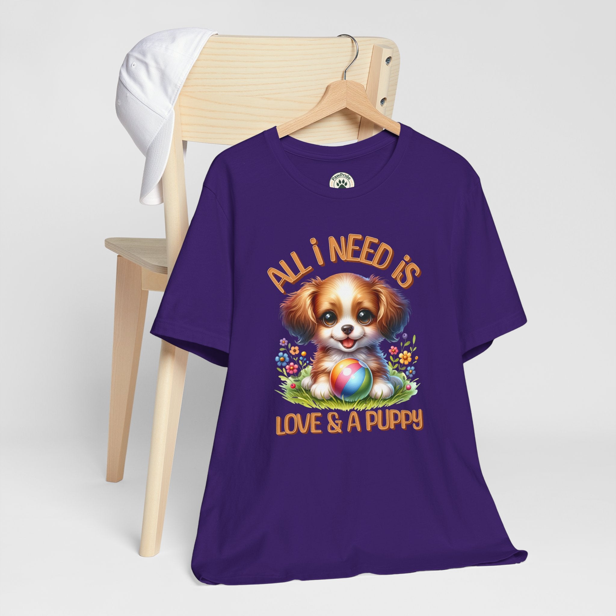 T-Shirt — "All I Need Is Love & a Puppy" Cute Puppy Graphic Tee