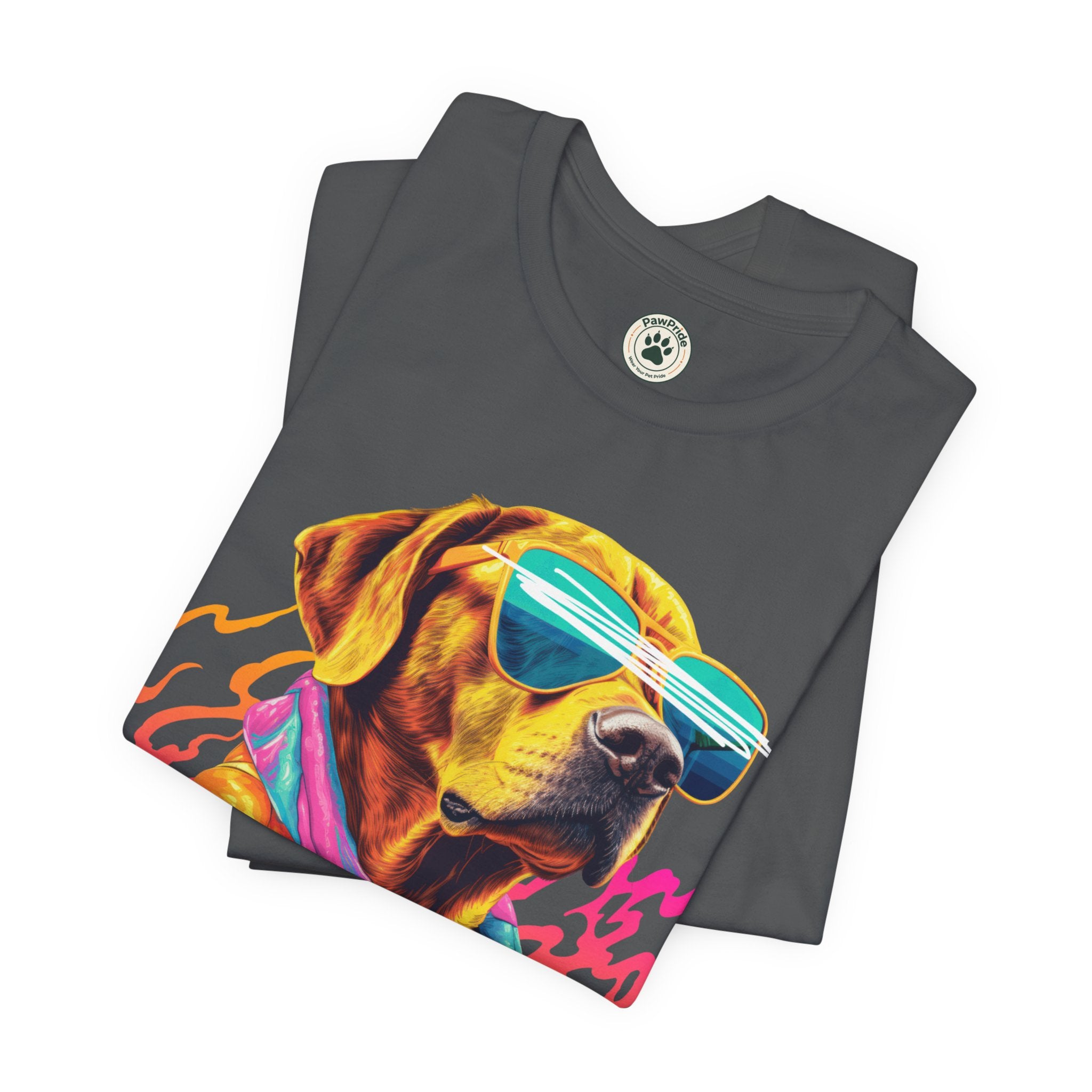 Chill Sunglasses Dog Tee — Retro Neon “CHILL” Graphic T-Shirt