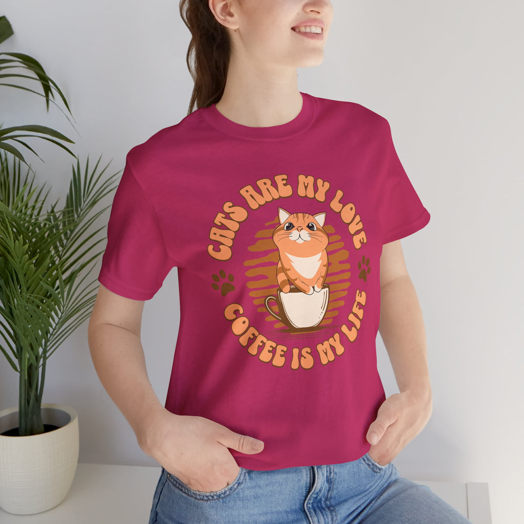 Cat & Coffee Tee — "Cats Are My Love, Coffee Is My Life" Cute Graphic T‑Shirt