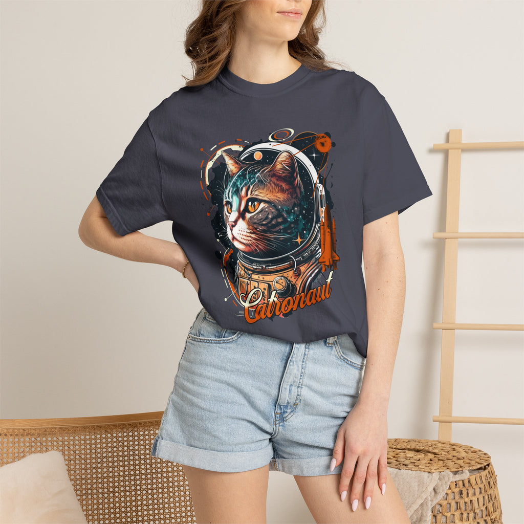 Astronaut Cat Graphic T-Shirt — 'Cabonaut' Retro Space Helmet Tee