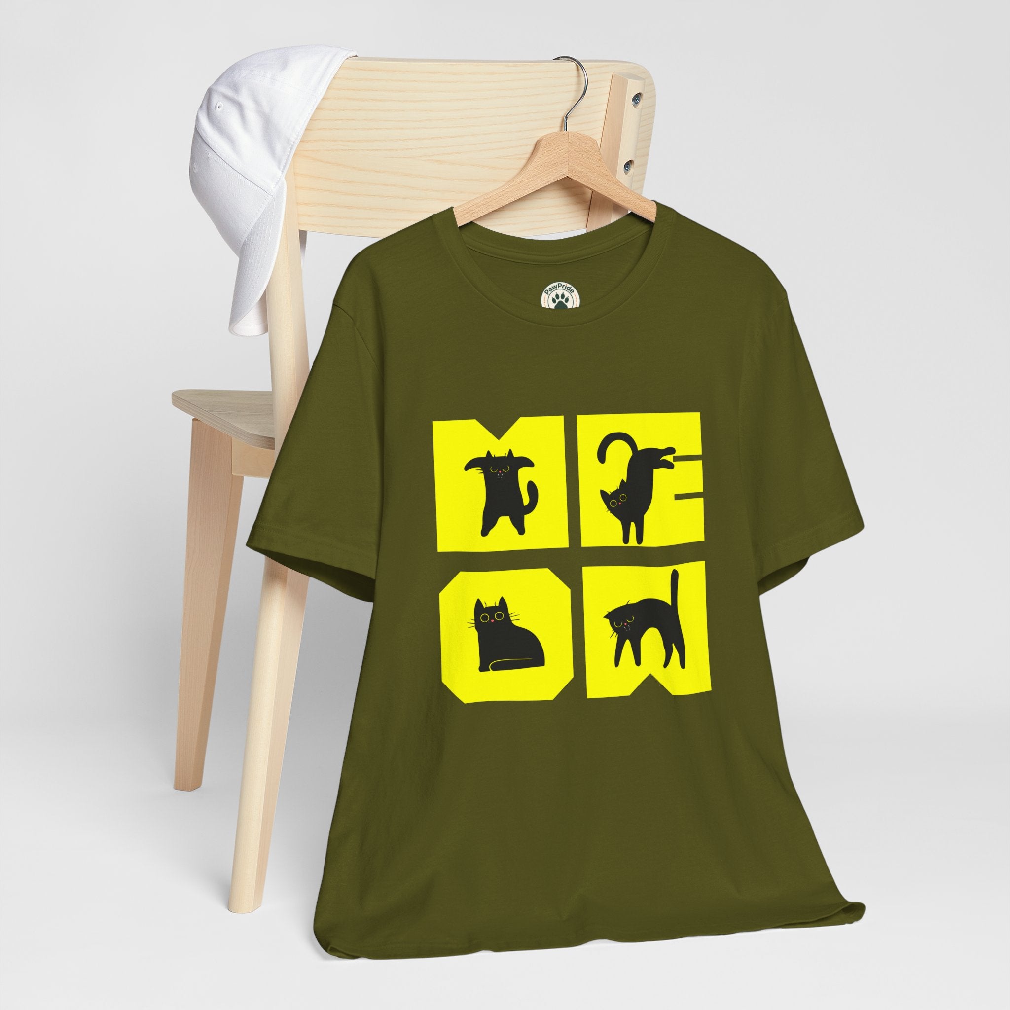 Cat Silhouette Tee — Yellow Block Cats Graphic T-Shirt